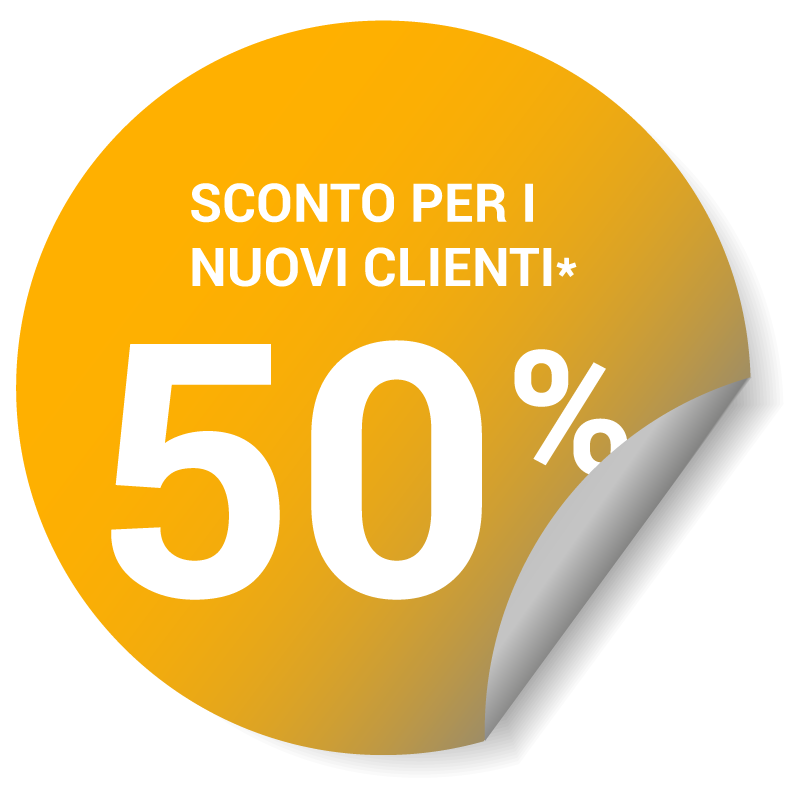 image in the form of a sticker with a 50% discount for new customers